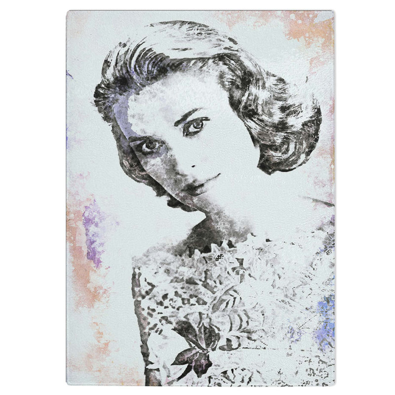 Glass Miss Grace Kelly in Abstract Chopping Board, 39 cm W x 28.5 cm L