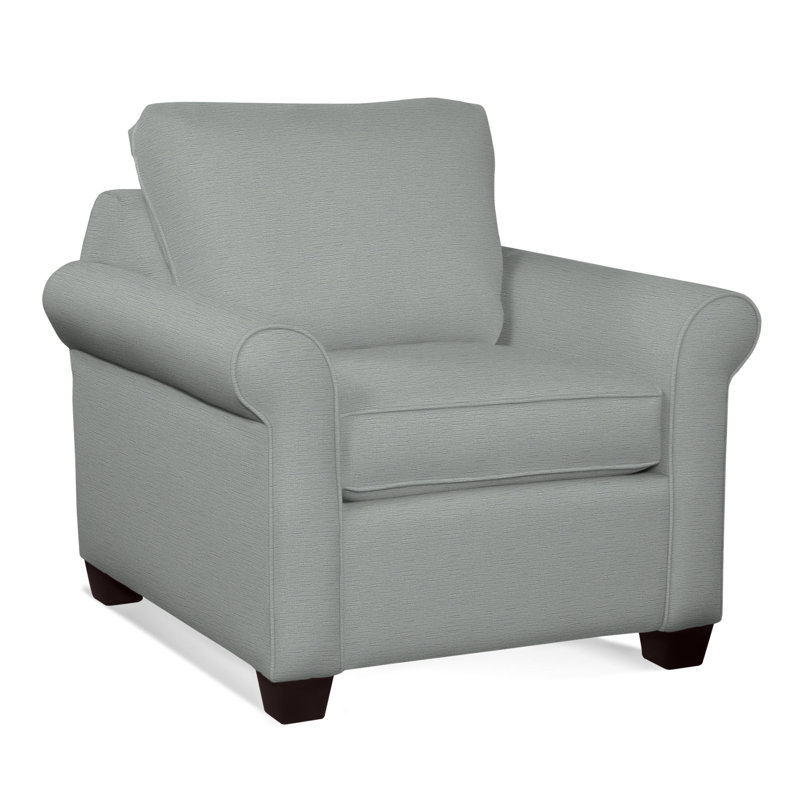 Park Lane Upholstered Armchair, Java Finish, Navy Crypton Performance; 0822-61