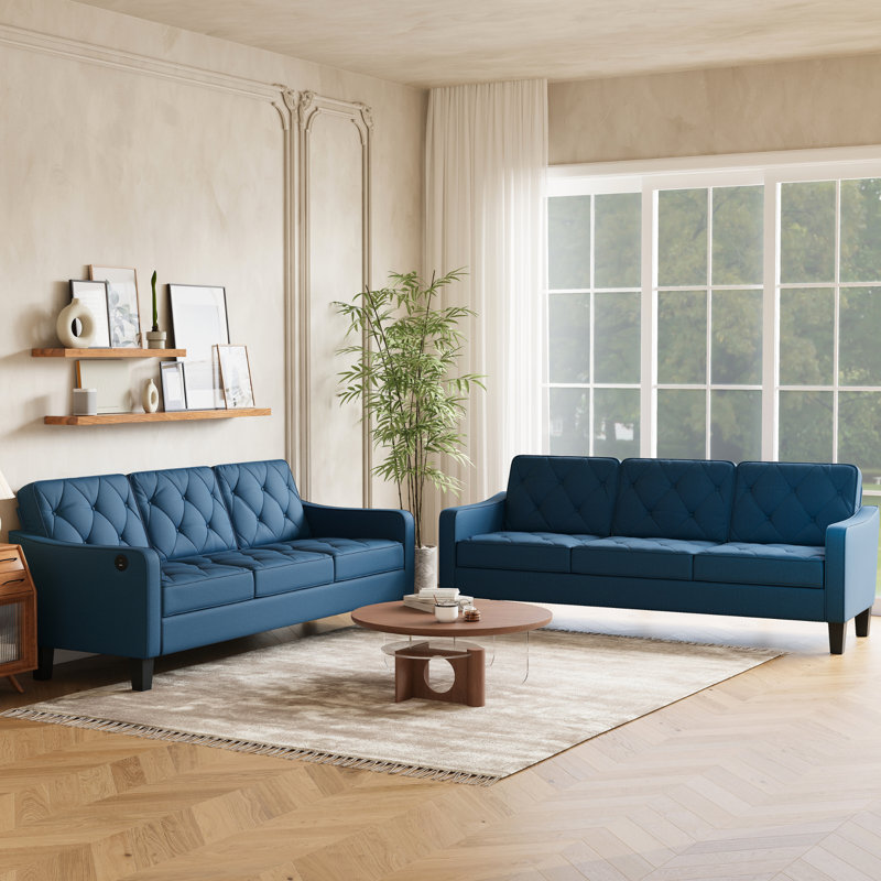 2-Piece Living Room Set, Blue, 2
