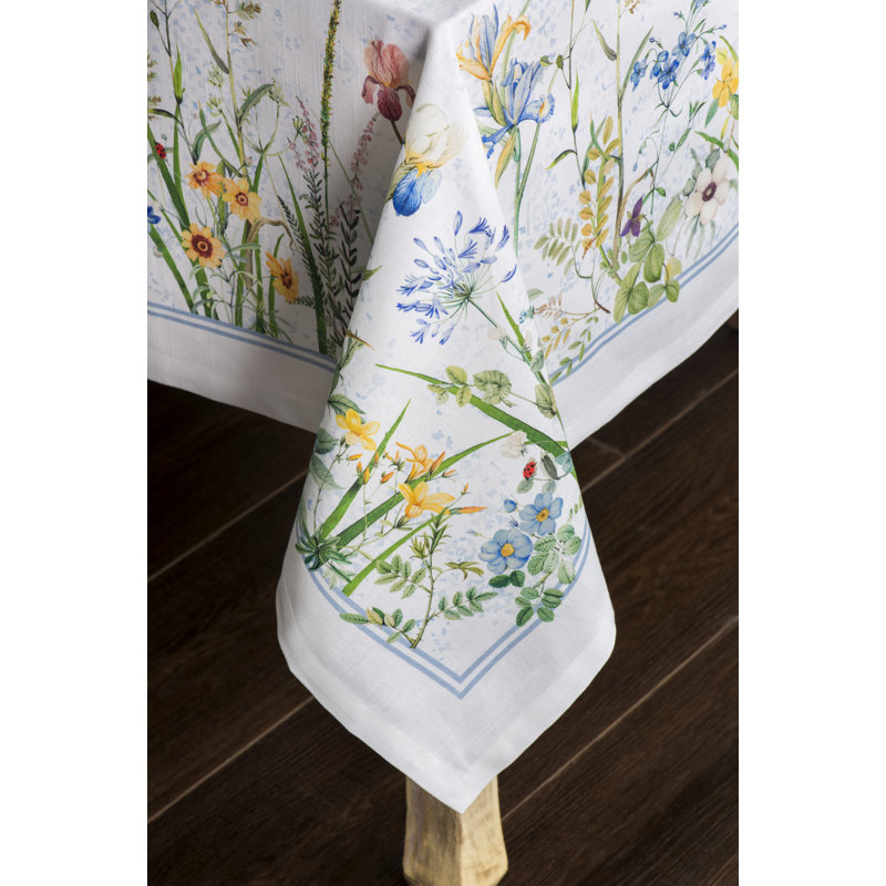 Floral 100% Cotton Tablecloth, 72" L x 54" W