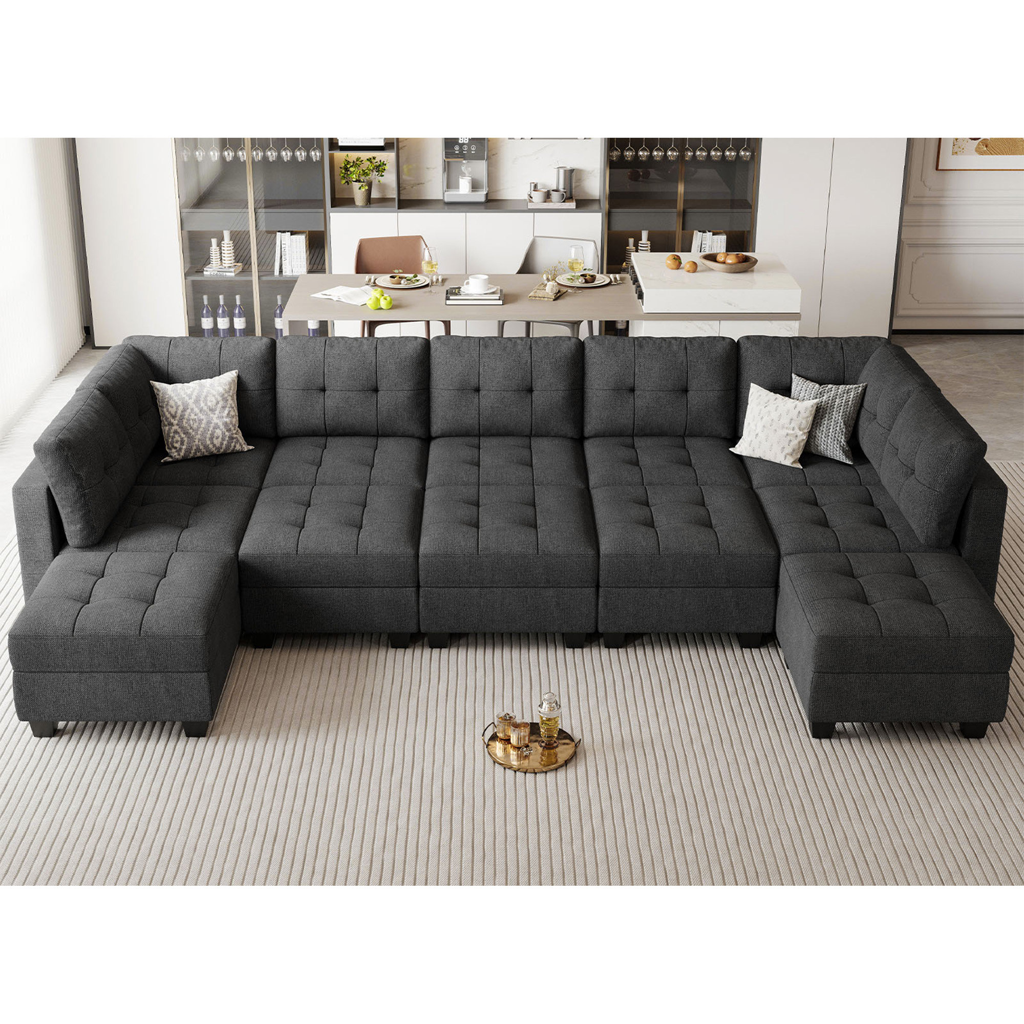 Hokku Designs Kar 143'' Large Module U Shape Upholstered Sectional
