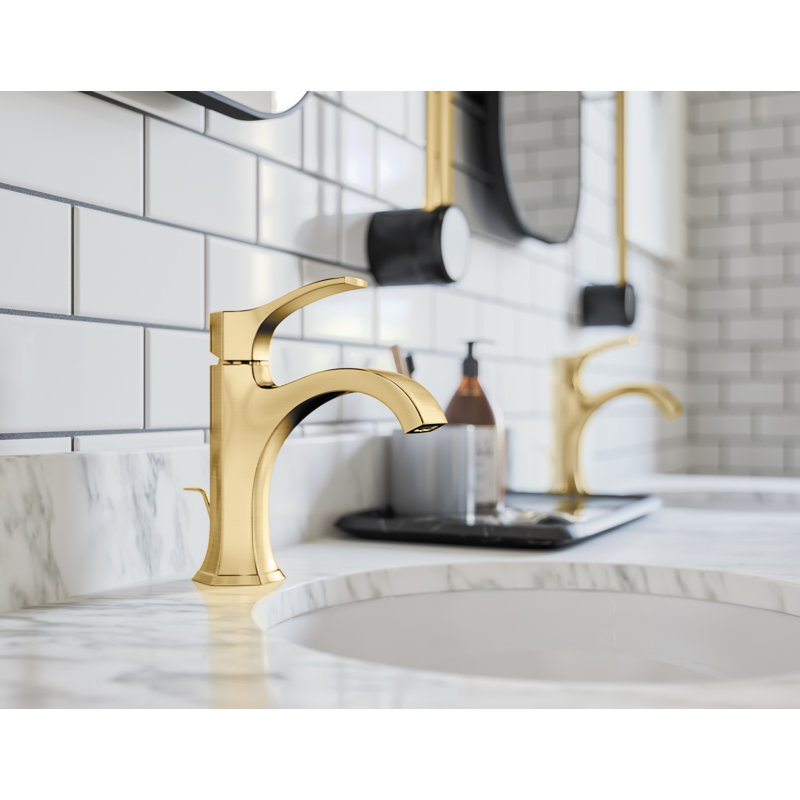 Locarno Single Hole Bathroom Faucet with Drain Assembly, Brushed Gold Optic