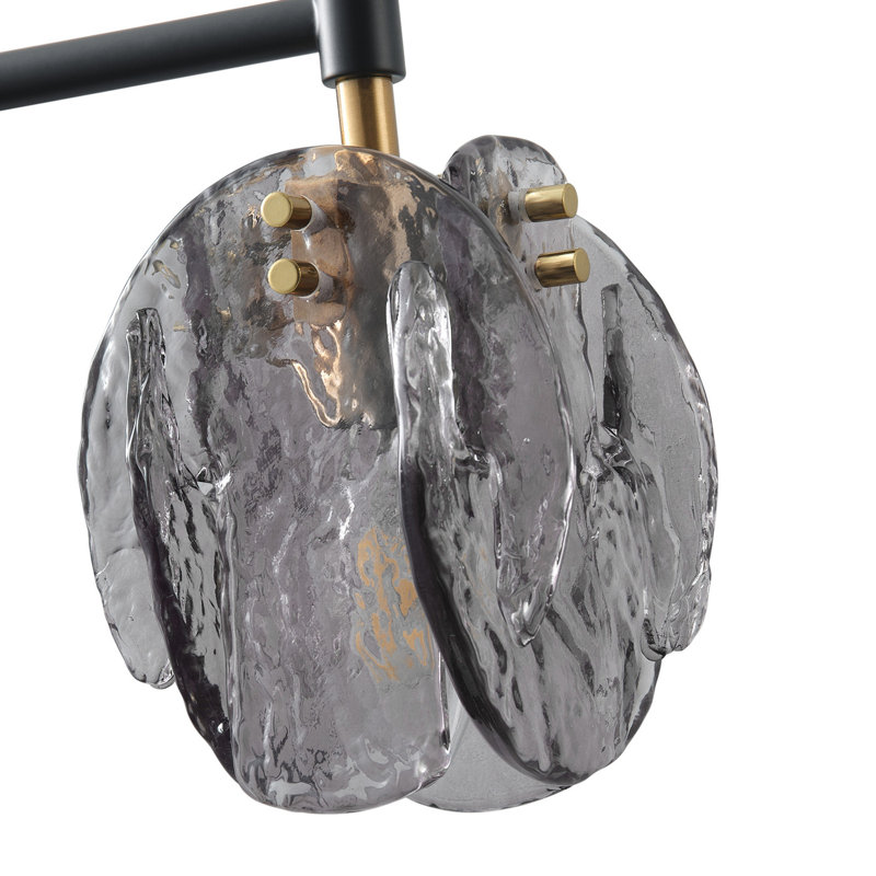 Applique murale moderne à 3 ampoules E12, métal noir et verre gris, intensité variable, applique d'intérieur certifiée UL
