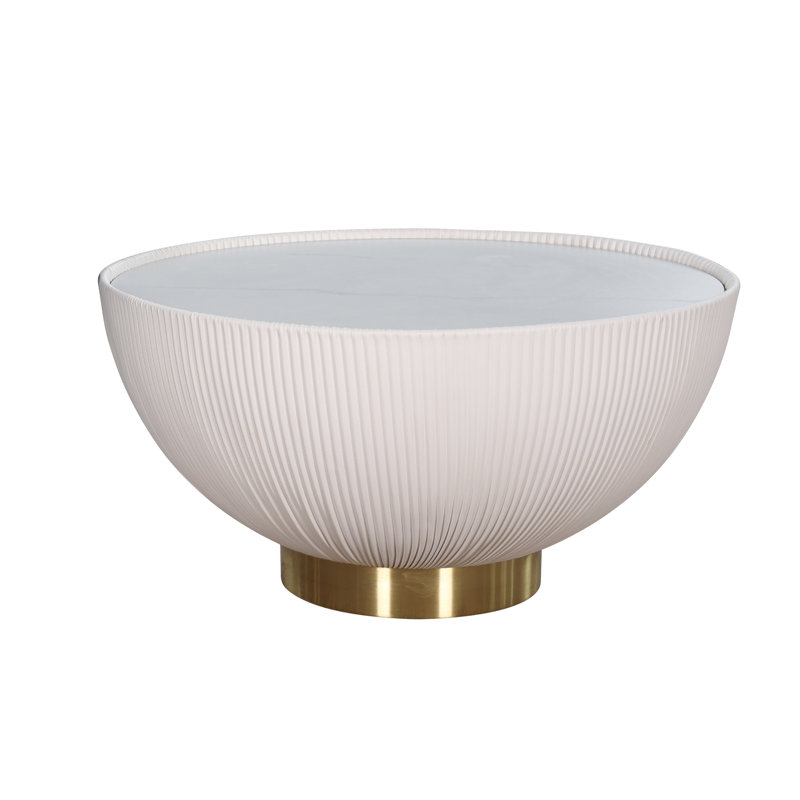 Mizelle Solid Wood Drum Coffee Table, 36cm H x 70cm W x 70cm D, White