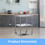 Table en acier inoxydable avec dosseret et roulette sous la tablette