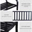 Banc d'extérieur avec dossier, siège à lattes, 2 places, incurvé, noir, 127 cm de long, acier.