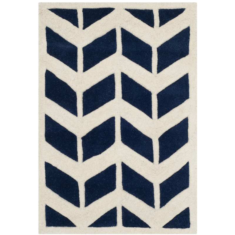Deedie Hand Tufted Wool Geometric Rug, Rectangle 2' x 3'