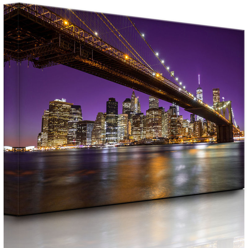 Skyline Of Manhattan by No - Wrapped Canvas Print, 70cm H x 100cm W x 4.5cm D, With lighting