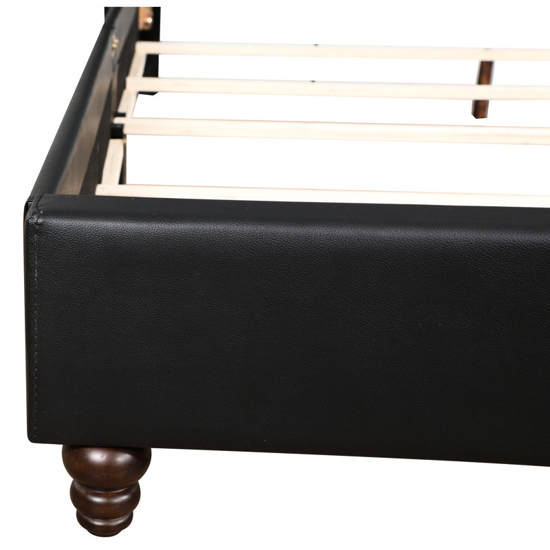 Grand lit rembourré noir avec rembourrage en mousse souple - l 86 po x P 66 po x H 50 po, rembourrage, construction, assemblage rapide pour un sommeil confortable 50 po x H 66 po, rembourré, installation