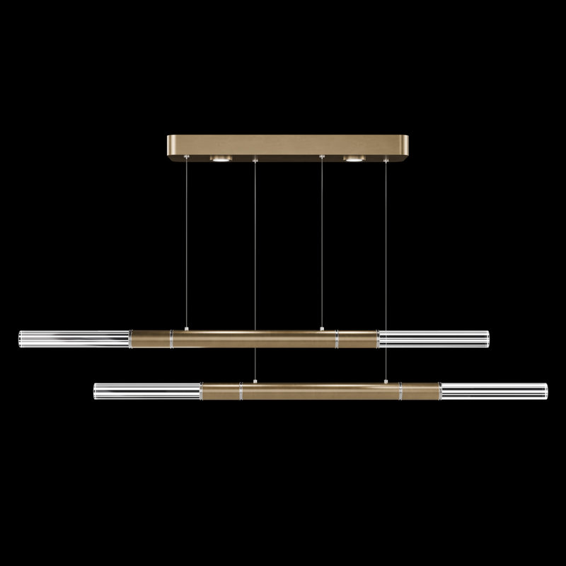 Luminaire suspendu l 71 po Antonia, Feuille de nickel/or
