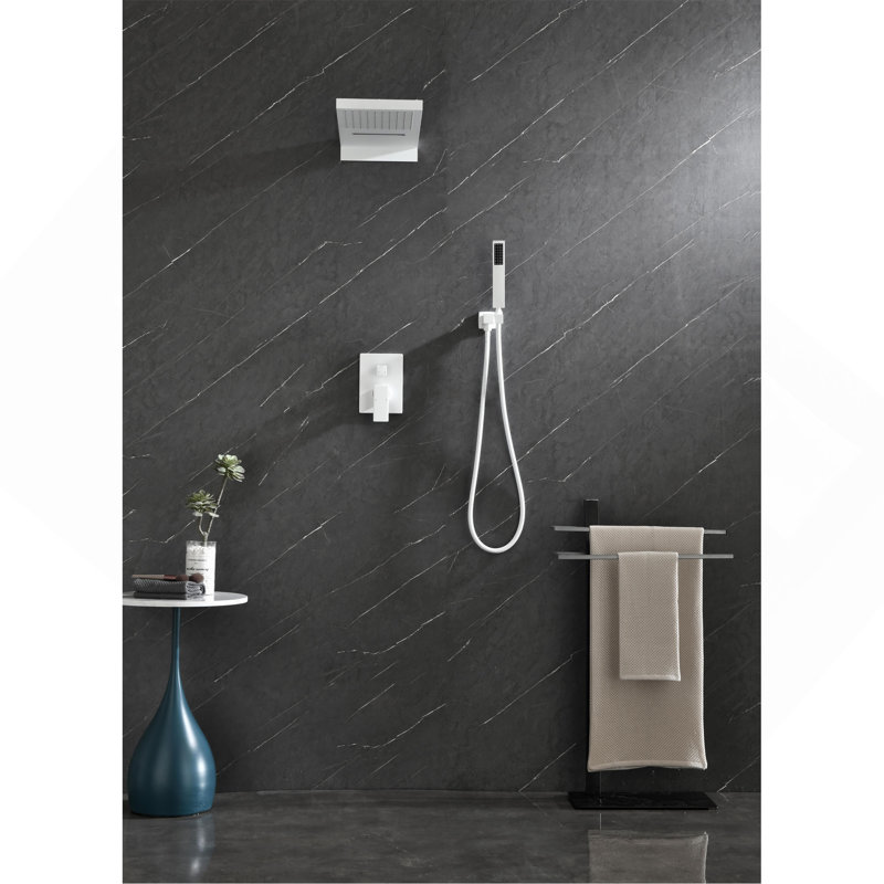 Shower System,Waterfall Rainfall Shower Head with Handheld, Shower Faucet Set for Bathroom Wall Mounted, White