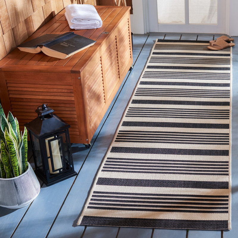 Candelo Performance Striped Indoor/Outdoor Area Rug, Runner 2'3" x 8'
