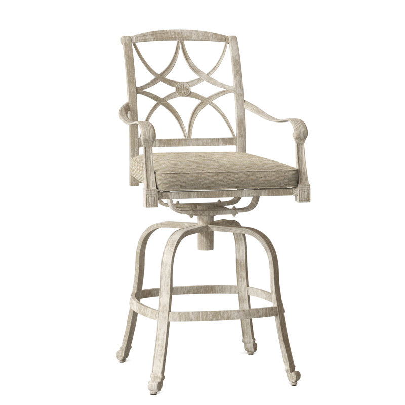 Wiltshire Outdoor Swivel Bar Stool, Stone Linen, Weathered White, 30.25"
