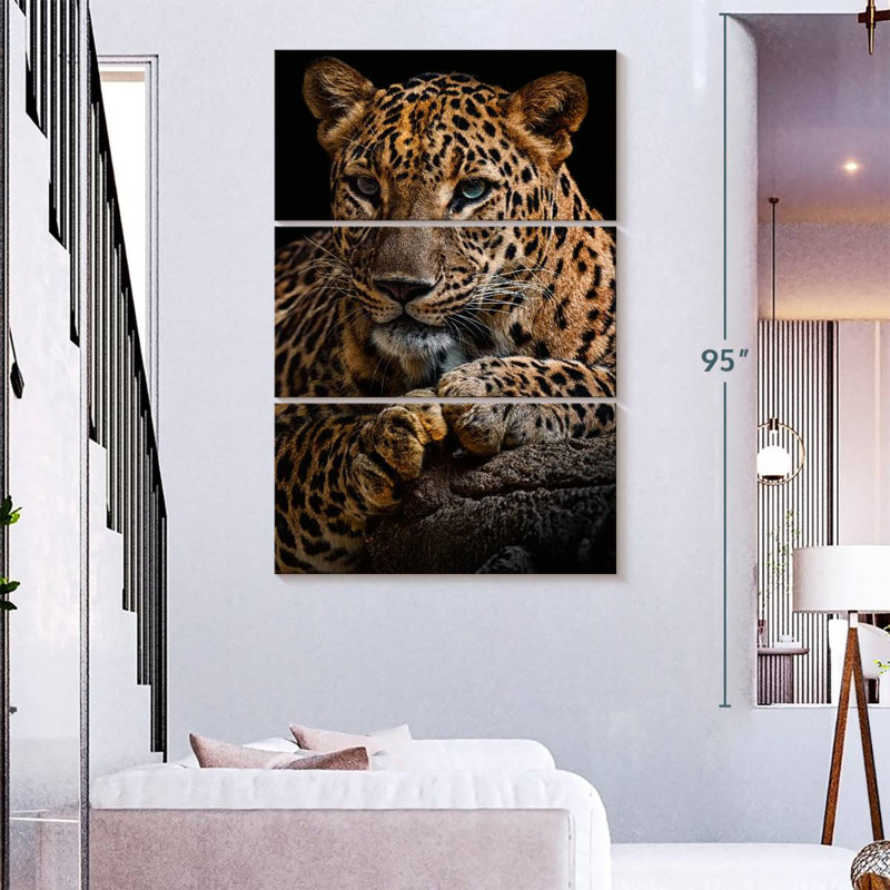 Brampt Leopard On A Log, 74" H x 48" W
