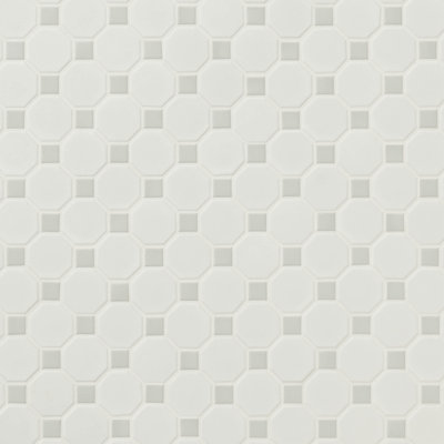 Silica White Octagon 12 in. x 12 in. Matte Porcelain Mosaic Floor and Wall Tile