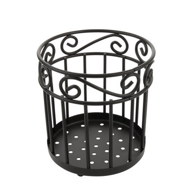 Scroll Pantryware Metal Round Utensil Crock