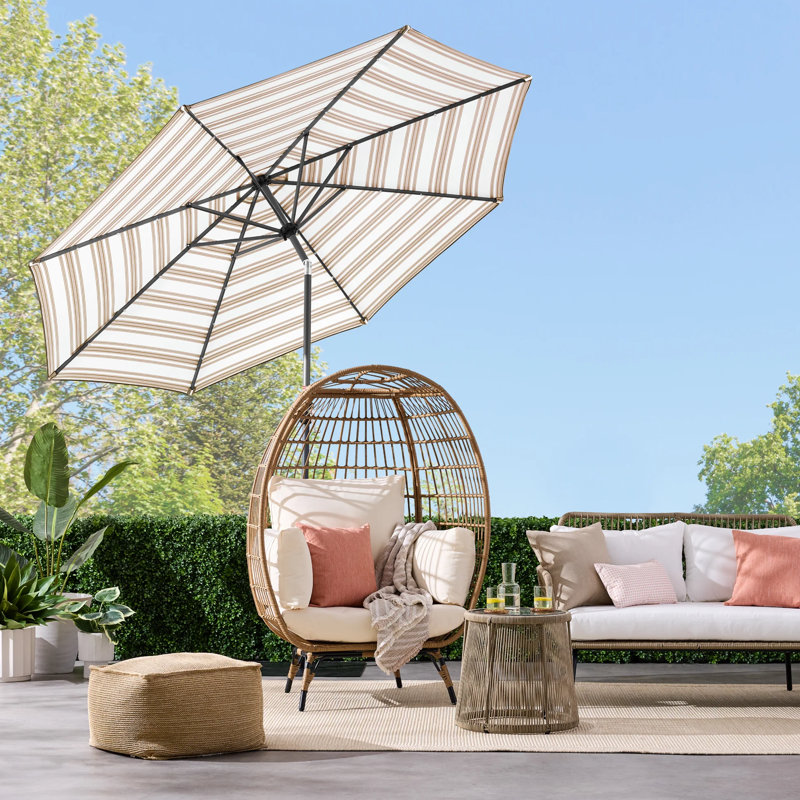 Parasol solaire rayé à DEL, Rayé brun clair
