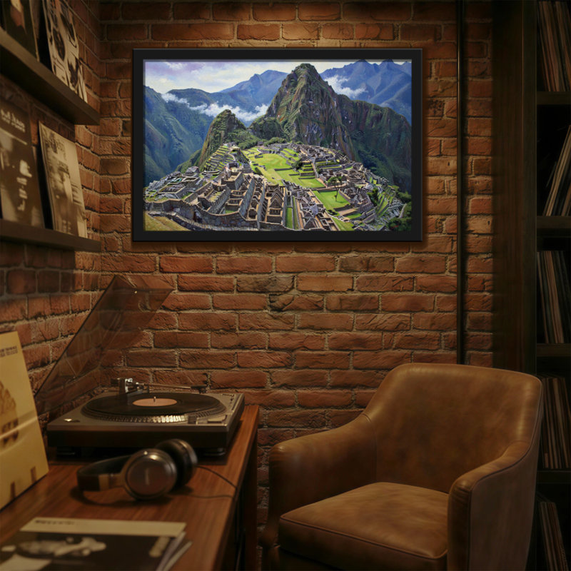Paysage et nature Machu Picchu Paysage de montagne Ruines anciennes Vallée verte Ciel nuageux, H 20 po x l 30 po