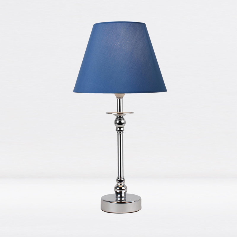 Lamons Metal Table Lamp, Blue, Polished Chrome