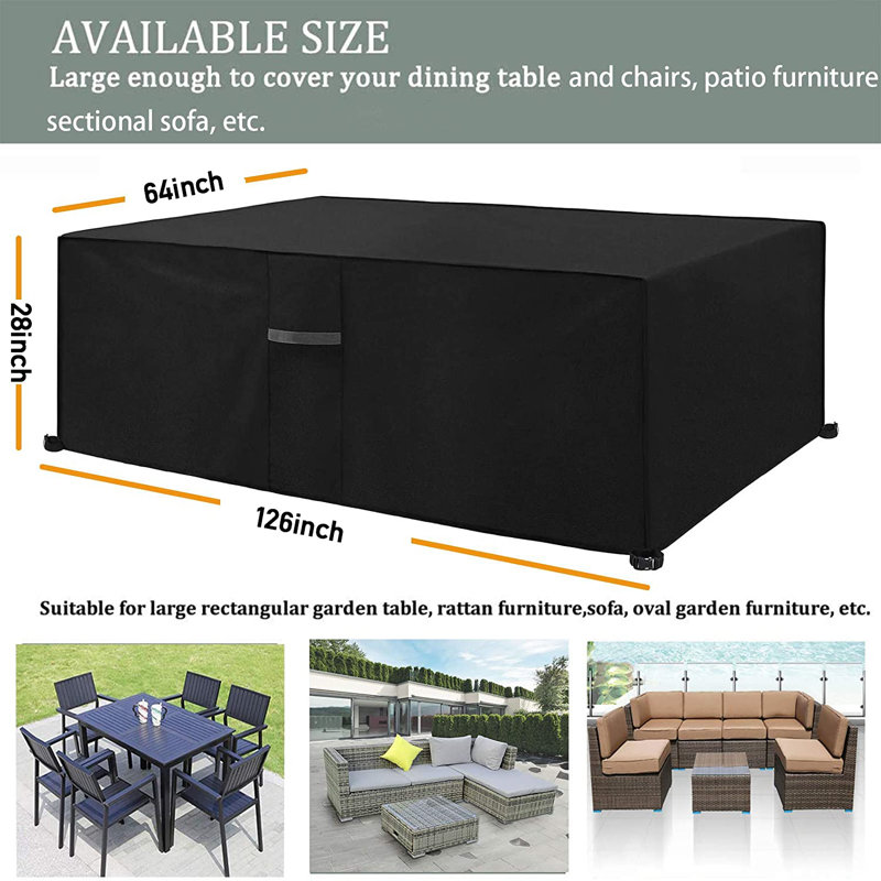 Housse pour meubles de patio résistante à l'eau, H 28 po x l 126 po x P 64 po