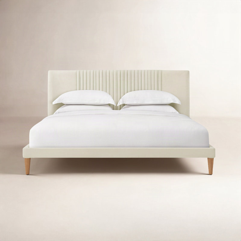 Kyoto Leather Bed, White, King