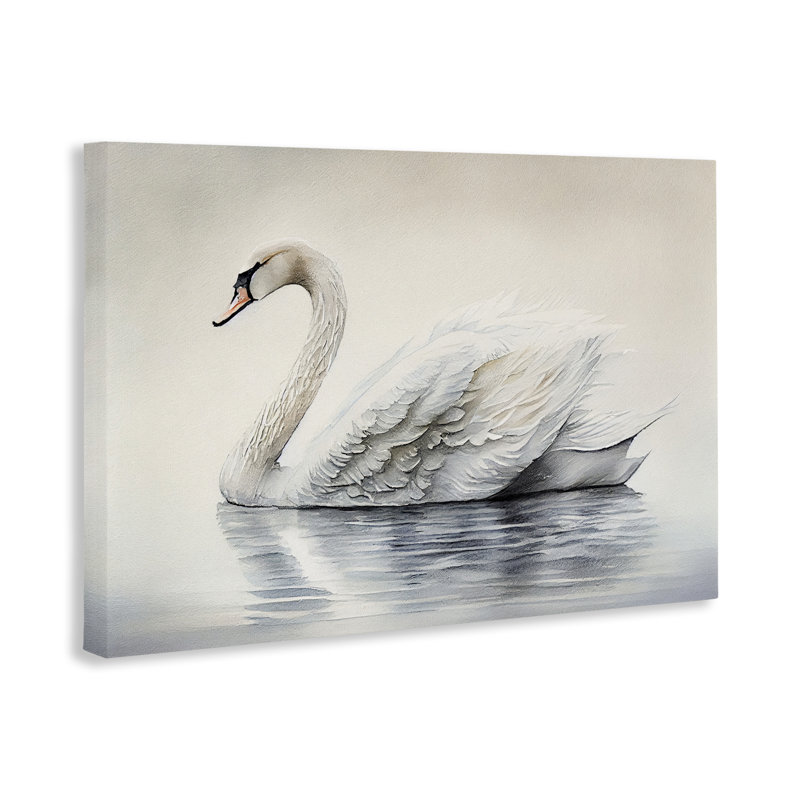 Élégante toile de cygne flottante, design par Sasha, H 20 po x l 30 po