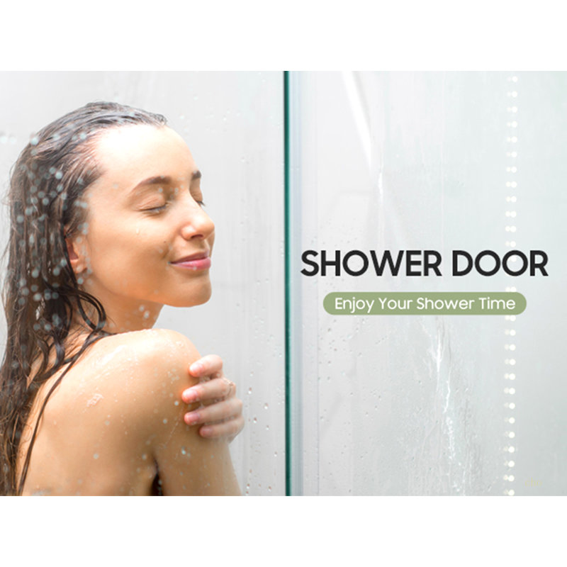 Les deux portes de douche coulissantes encadrées en verre de 60 po de largeur x 76 po de hauteur avec verre trempé transparent de 1/4 po (6 mm), finition argentée, grands rouleaux, rail carré, revêtement autonettoyant des deux côtés