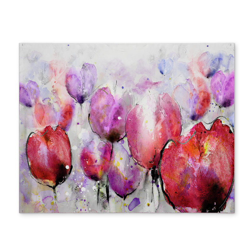 Napperon Pink Tulips Field | Décoration florale botanique