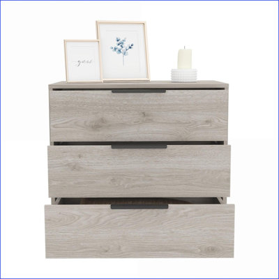 Commodes: commode 3 tiroirs avec plateau supérieur Kaia - gris clair | Gris | Panneau de particules