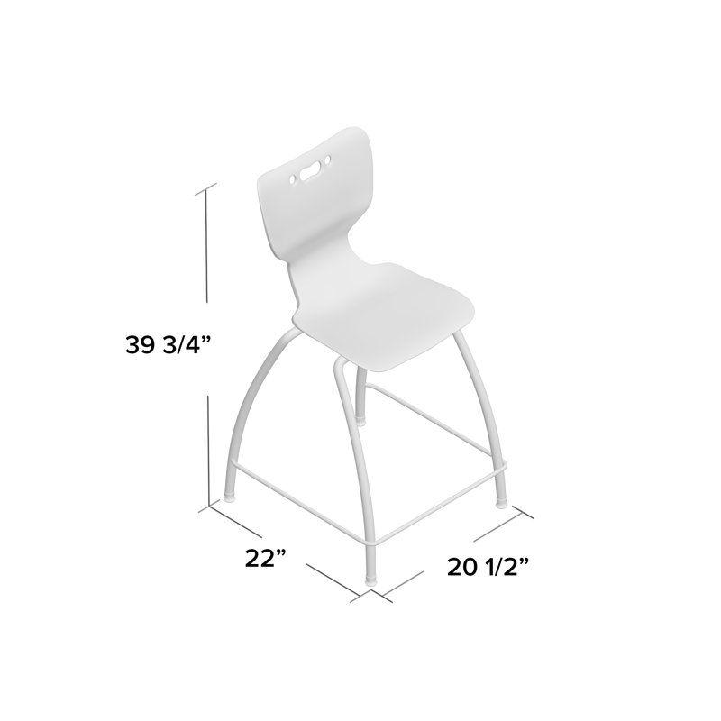 Tabouret de classe à 4 pieds Hierarchie, Rouge, H 39,75 po x l 20,5 po x P 22 po