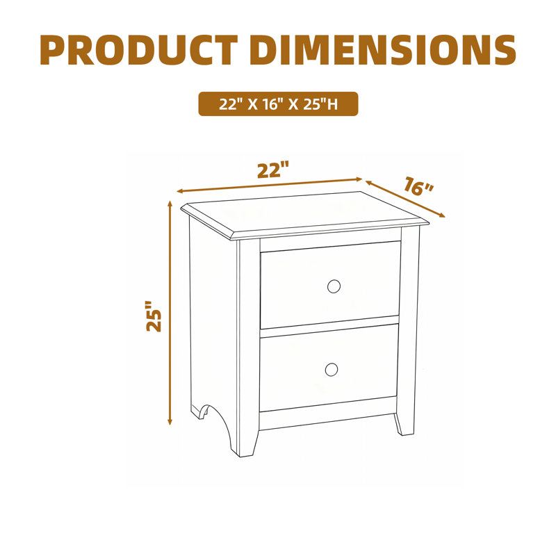 Table de chevet à 2 tiroirs, table de chevet avec tiroirs coulissants pour le rangement de la chambre à coucher