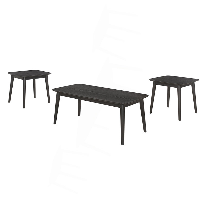 3 Piece Rectangular Coffee Table Set, Black