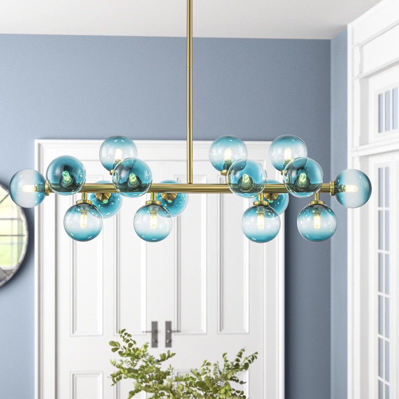 Broghan 16 - Light Kitchen Island Pendant, Gold, Blue