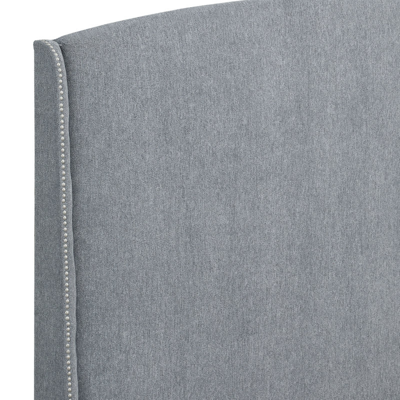 Upholstered Wingback Bed, King, Gray