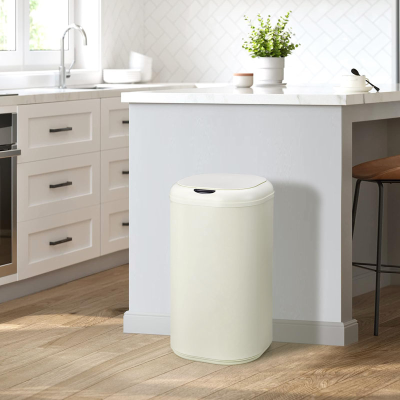 Poubelle sans contact 8 gallons, blanc crème