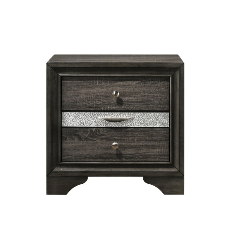 Élégante table de chevet grise avec table de chevet spacieuse à finition intérieure et rangement: ajout pratique et esthétique