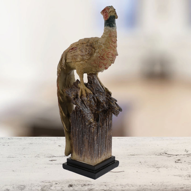 Julius PHEASANT 37cm Carved Wood Effect