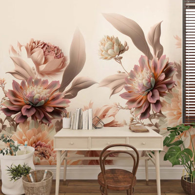 Papier peint floral Elegant Blush Peach