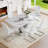 63'' Wooden Dining Table Set, Rectangle Gray Dining Table Set for 4/6 with Leather Chairs-755028154-755028158
