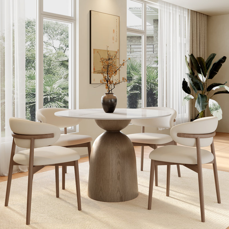 Table de salle à manger de petit déjeuner 39 po, H 29,52 po x L 39,37 po x l 39,37 po, Blanc, Dark Walnut
