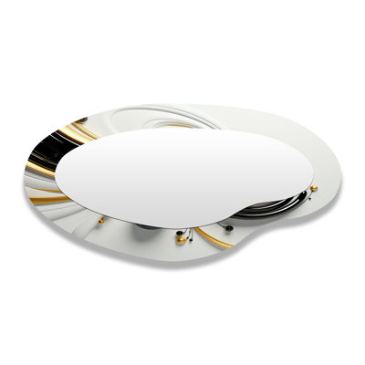 Minimal Core Golden Wave - formes asymétriques abstraites en spirale - grand miroir mural moderne