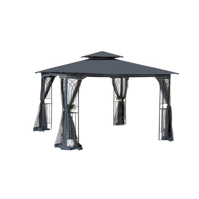 10x10 Outdoor Patio Gazebo Canopy Tent With Ventilated Double Roof And Mosquito net(Detachable Mesh Screen On All Sides), Suitable for