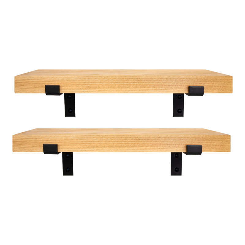 Tablette de support 2 pièces Teeanna, H 2 po x l 45 po x P 4,5 po, Naturel