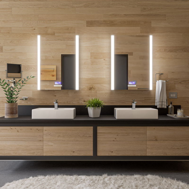 Brass Flat Wall Mirror, Polished Chrome