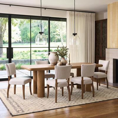 Langmere Modern Neoclassical Upholstered Solid Rubberwood Dining Chairs