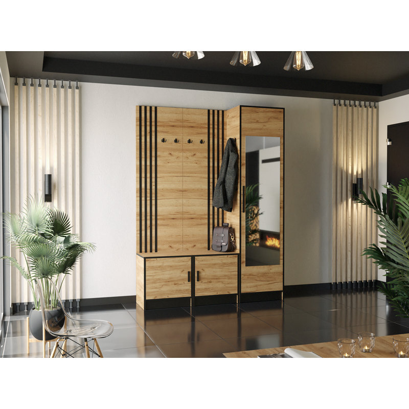 Tammo Hall Tree 53.2cm Wide with Bench, Oak