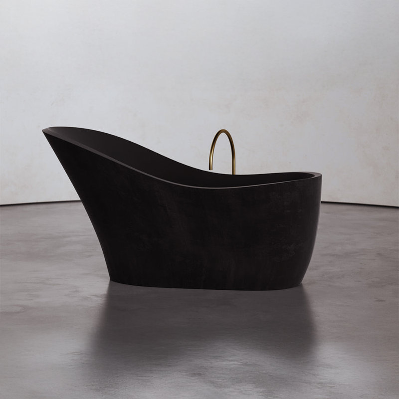  Vast Studio Studio Collection 67.3" x 29.7" Freestanding Soaking Concrete Cement Bathtub, Modern Sculptural Deep Soaking Tub for Contemporary Primary Bathroom