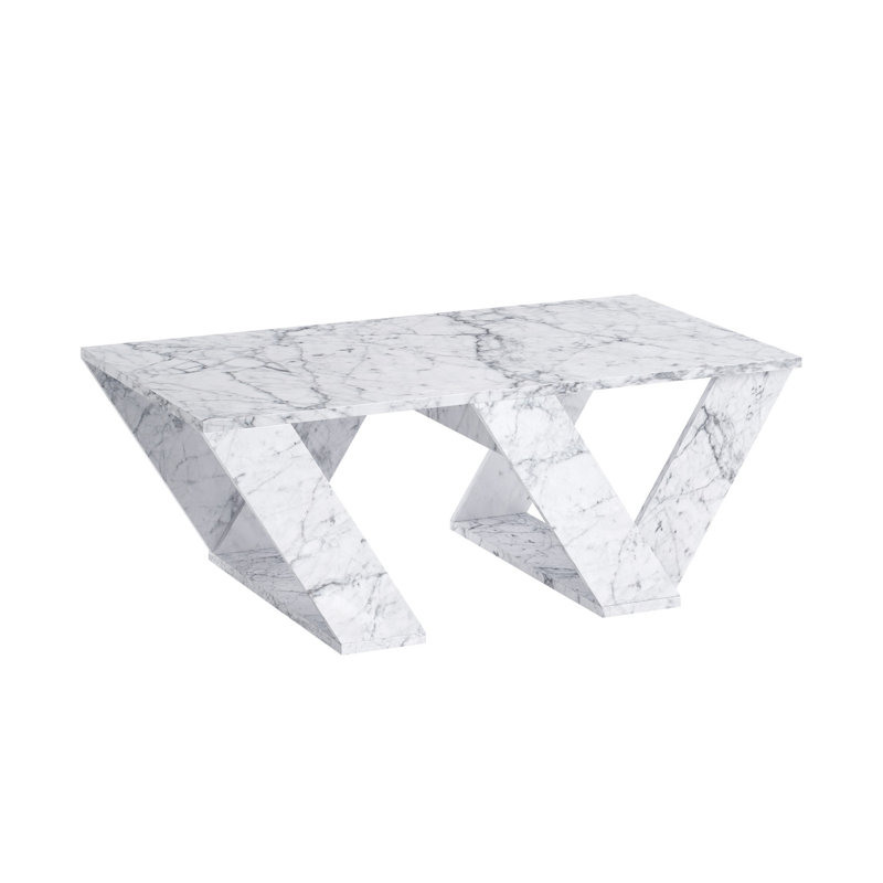 Modern Coffee Table, Carrara Marble Color, 43.3 x 15.7 x 23.6 inches | 100% Melamine Coated Particle Board, Thickness: 0.7 inches | Elegant Design for Living Room, Durable & Stylish, Perfect for Any Décor
