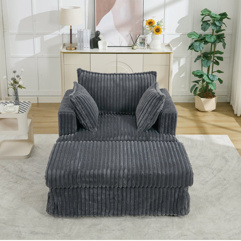 Chaise longue surdimensionnée de 47,7 po avec repose-pieds, fauteuil inclinable à siège profond, coussin rembourré épais et confortable, avec repose-pieds, surdimensionné, repose-pieds mobile