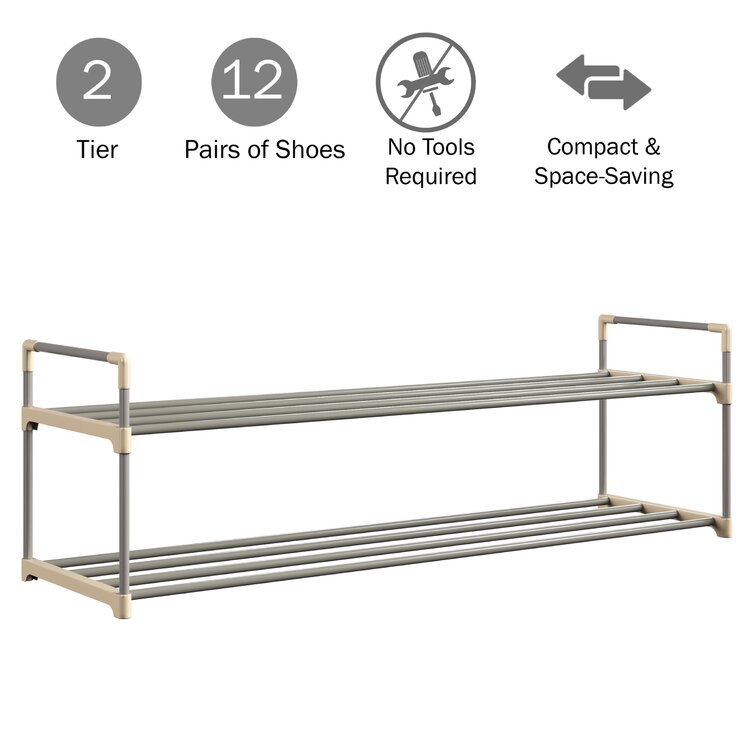 3-Tier Shoe Rack Organizer for Closet, Bathroom, Entryway - Shelf Holds 15 Pairs of Shoes Rebrilliant